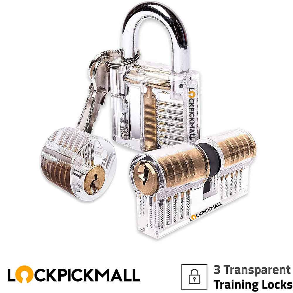 Opard Lockpicking Set,17-Teiliges Dietrich Set mit 2 Transparentem Trainingsschl 