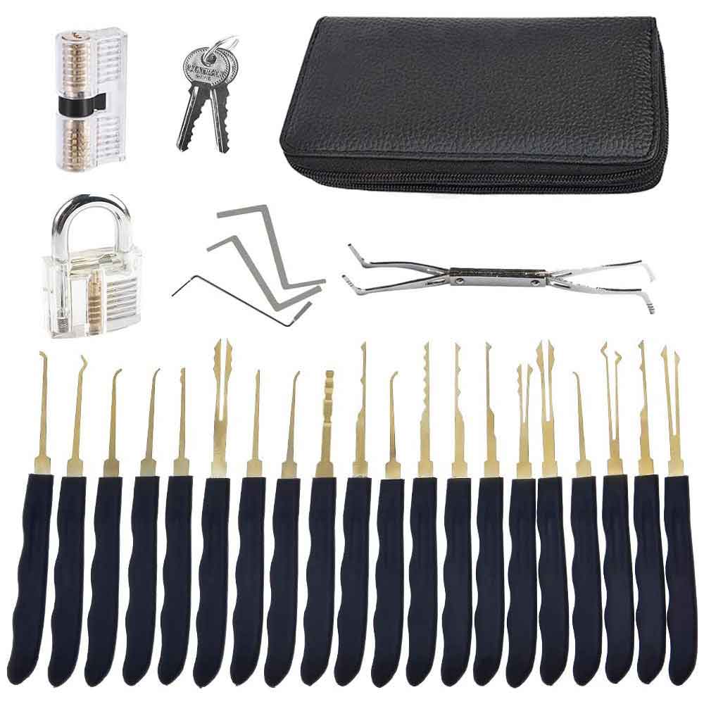 IPSXP Lock Picking Set, 28-Piece Lock Pick Set with 4 Transparent Training  Locks and Manual and Zip Case for Lockpicking, Extractor Tool for Beginner  on OnBuy