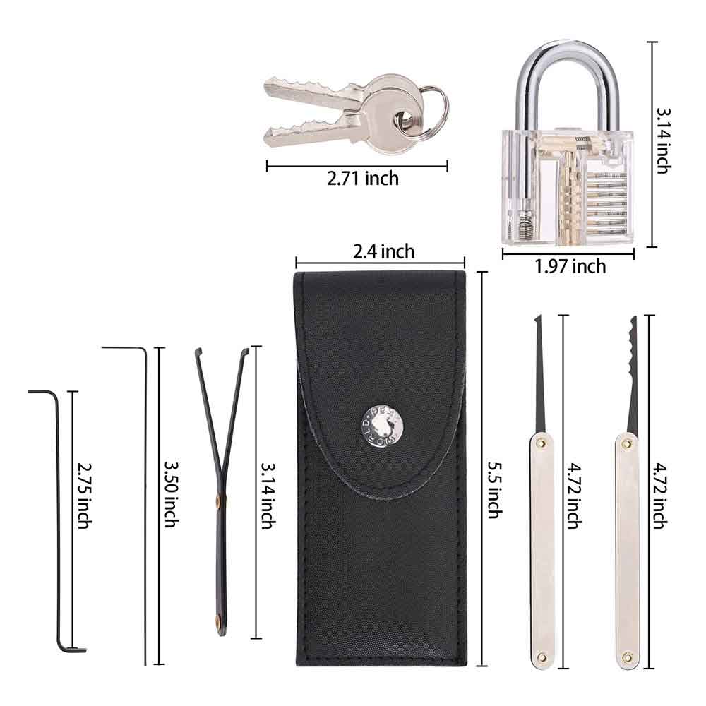 Beginners & Professional 21 Pieces Lock Pick Set w/1 Transparent Training  Lock,15 PCS Stainless Steel Lock Picking Kit,5 PCS Credit Card Lock Picking  Kit,Exercise Guide