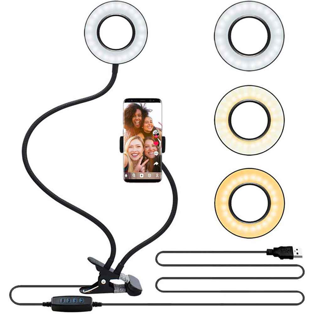 LED Selfie Ring Light With Three Modes And Ten Levels Adjustment, Suitable For Reading And Online Live Broadcasting