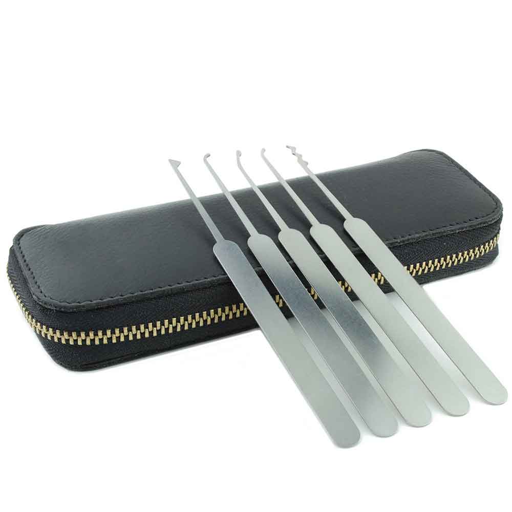 PXS-14 Beginners Lock Pick Set with Leather Wallet and Black Handles