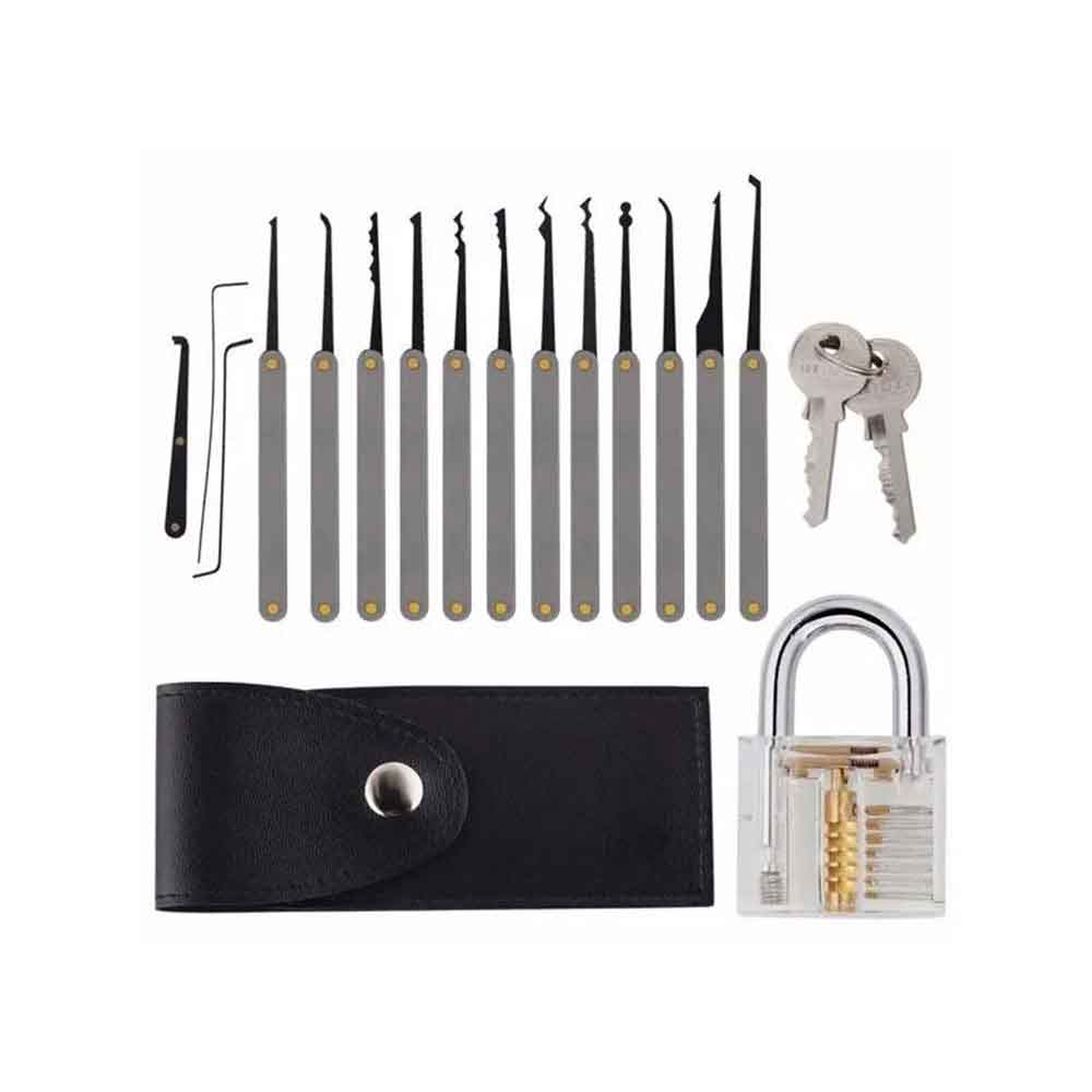 12-Piece Unlocking Lock Pick Set Key Extractor Tool Transparent Lock Padl XSA 