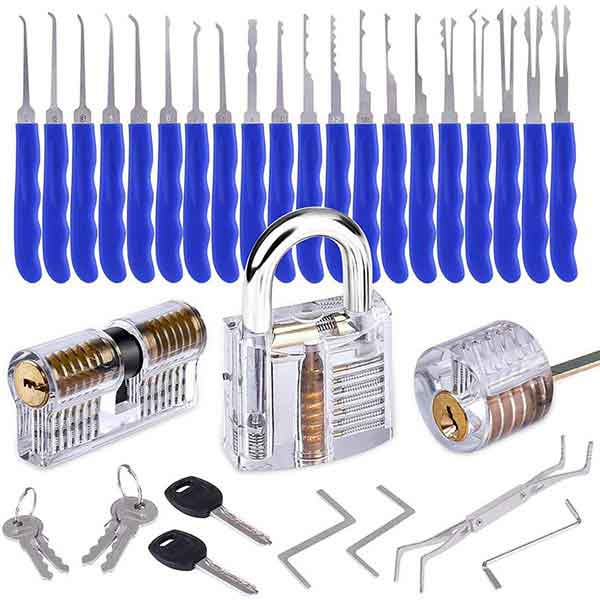 17 Pieces Lock Pick Set Kit Tool With Transparent Practice