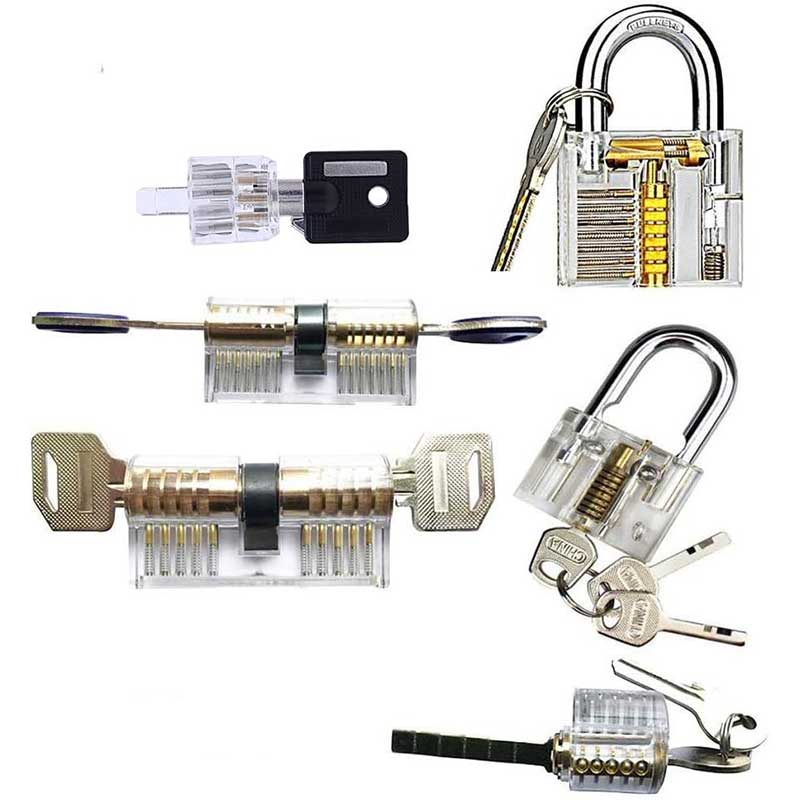 6 Pieces Lockpick Training Locks with Black Lock Cover, Lock Picking