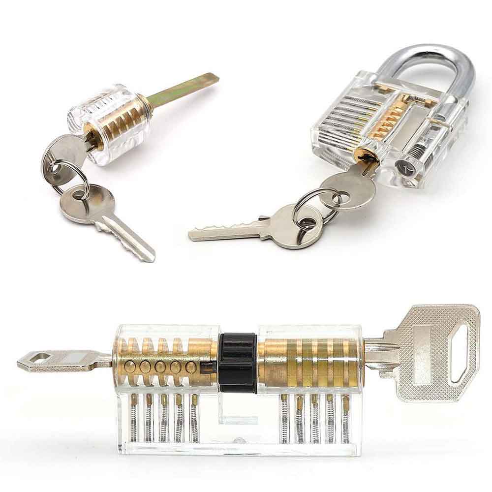 32 Pieces Lock Pick Tools Set with 5 Pieces Transparent Training Locks ...
